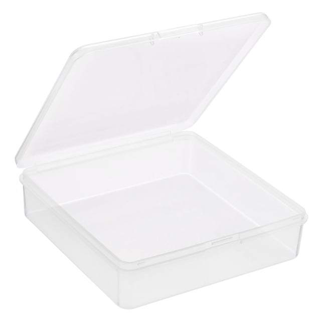 Uxcell 3.35 inch x 0.87 inch Plastic Square Clear Storage Container Box with Lid for DIY Art Crafts 6 Pack