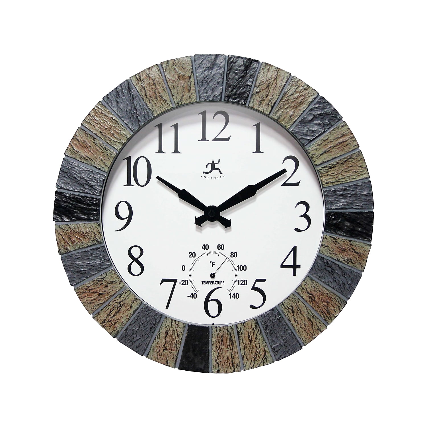 Infinity Instruments 13 inch x 13 inch Indoor/Outdoor Faux Dark Slate Multicolor Wall Clock 2 with photo Infinity Instruments 13 inch x 13 inch Indoor/Outdoor Faux Dark Slate Multicolor Wall Clock 2 with