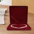 thumbnail image 5 of Pearl Necklace Box Holder Valentine Gift Durable Packaging for Proposal Engagement Weddings 7.5x7.5x1.6 Inches Portable Exquisite Red Inner Heart, 5 of 8