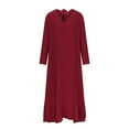 thumbnail image 4 of Busydd Womens Fall Dresses Solid Color Long Sleeve Homecoming Dresses V Neck Wedding Guest Dresses for Women Casual Loose Maxi Dress Plus Size Dresses for Curvy Women S-5XL, 4 of 6