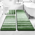 thumbnail image 3 of Findosom Bathroom Rugs Set of 3,Absorbent Non-Slip Machine Washable Bath Rugs, Microfiber Quick Dry Bath Mats for Bathroom Floor Tub Shower Bedroom Kitchen,20"x32"+20"x59"+U Shape 20"x24" Green, 3 of 9