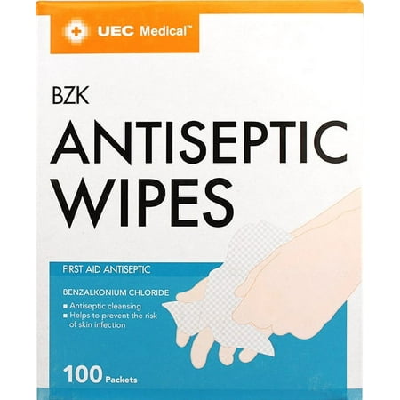 UEC Medical BZK Antiseptic Wipes, 100 count