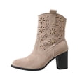 thumbnail image 2 of Willtoo Women's Cowboy Cowgirl Ankle Booties Western Stylish Faux Leather Low Heel Boots, 2 of 5