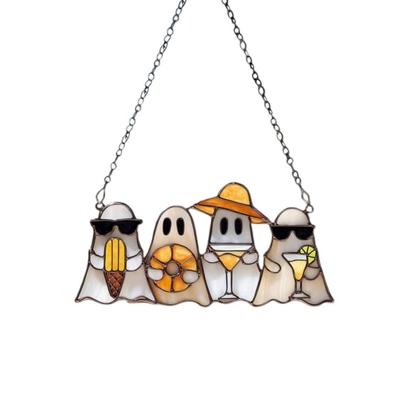 Halloween Acrylic Hanging Ornament - Coastal Beach Design, Easy to Hang, Suitable for Home Window Party Display