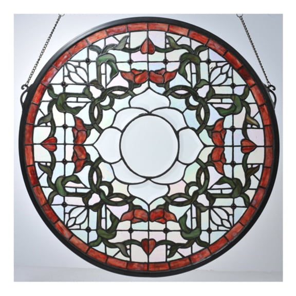 20"W X 20"H Tulip Bevel Medallion Stained Glass Window