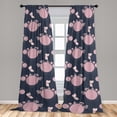 thumbnail image 2 of Springtime Window Curtains, Hydrangea Bloom with Leaves and Circle Pattern Bohemian Print, Lightweight Decor 2-Panel Set with Rod Pocket, Pair of - 28"x84", Pale Pink and Dark Indigo, by Ambesonne, 2 of 3