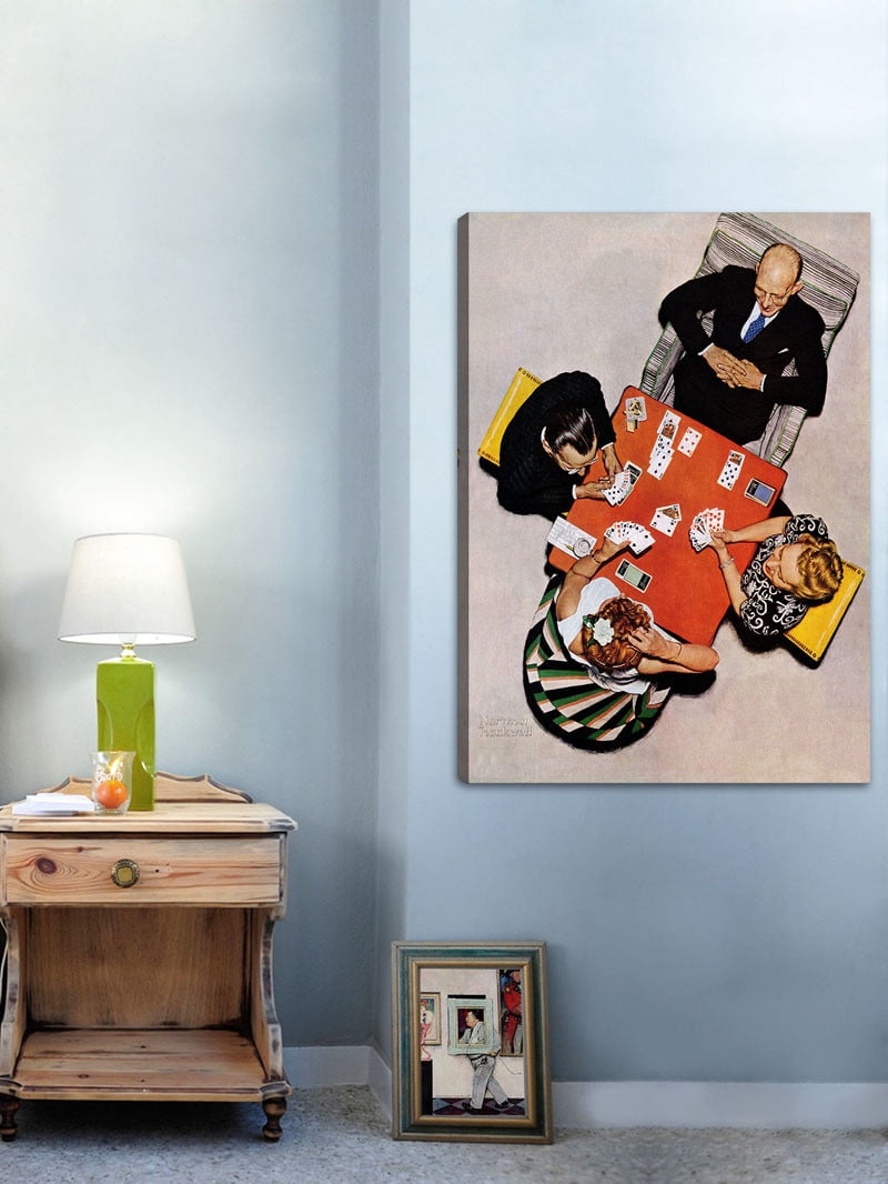 "Bridge Game" by Norman Rockwell Painting Print on Canvas