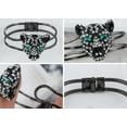 thumbnail image 5 of Sparkly Clear Crystal Rhinestones Black Enamel Cheetah Leopard Jaguar Head Bangle Bracelet, Black, 5 of 6