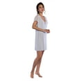 thumbnail image 5 of Women's Sleepwear Lightweight Super Soft Bamboo Short Sleeve V Neck Chiffon Detail Nightgown - Made in Turkey (Medium, Gray), 5 of 6