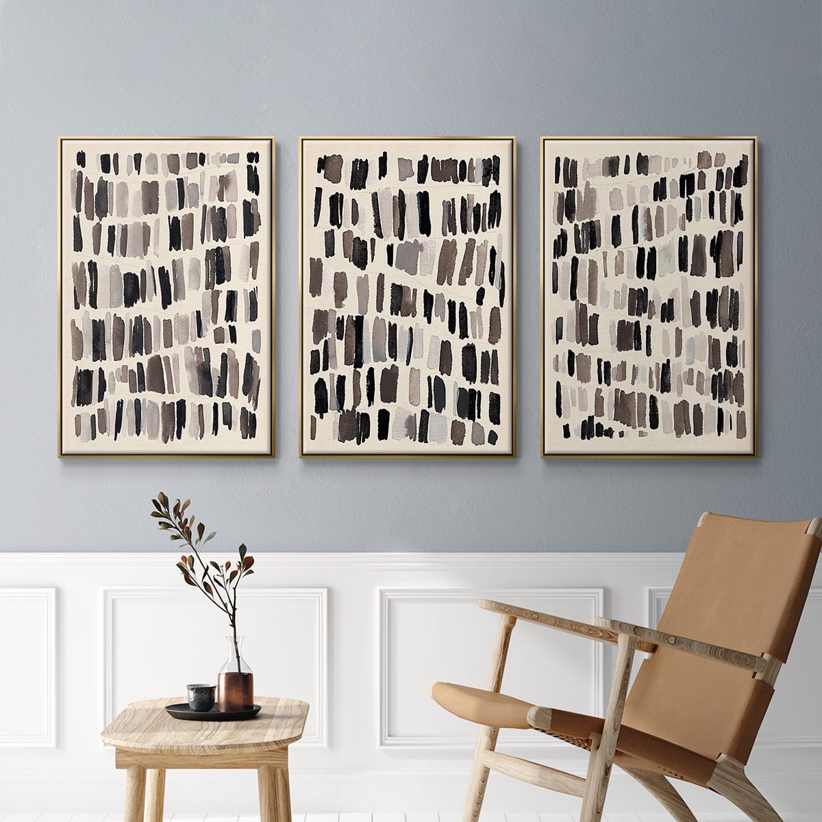 Chalk and Flint I - Framed Premium Gallery Wrapped Canvas L Frame 3 Piece Set - Ready to Hang