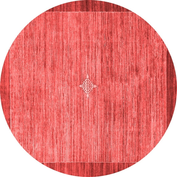 Ahgly Company Indoor Round Abstract Red Contemporary Area Rugs, 6' Round