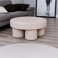 thumbnail image 4 of Ilios Innova | Taburete Redondo Minimalista Moderno Beige Tapizado en Tela mohair y con Patas Cilíndricas Bold Furniture para Sala con Decoración Contemporánea., 4 of 9