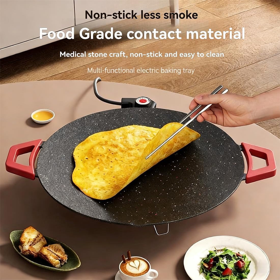 Indoor Smokeless Electric Griddle, 2026 New Portable Electric Korean BBQ Grill, Multifunctional Non-Stick Pan with Temperature Control, for Kitchen, BBQ, Pan Searing Steak, Pancakes (16in)