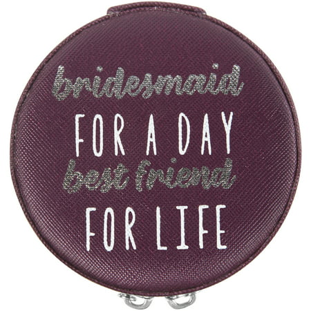 Pavilion - Bridesmaid For A Day Best Friend For Life - Purple 3.5 Inch Zippered Travel Jewelry