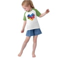 thumbnail image 5 of Piuwrlz Round Neck T-Shirts Children's Girls Hearts Short Sweatshirt Sleeve Printed Fashionable Shirt Top Green Size 4 Years, 5 of 8