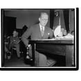 thumbnail image 2 of Historic Framed Print, Maritime Commission chairman. Washington, D.C., Dec. 3. Joseph P. Kennedy, Chairman of the U.S. Maritime Commission, as he recently appeared before a Congres, 17-7/8" x 21-7/8", 2 of 9