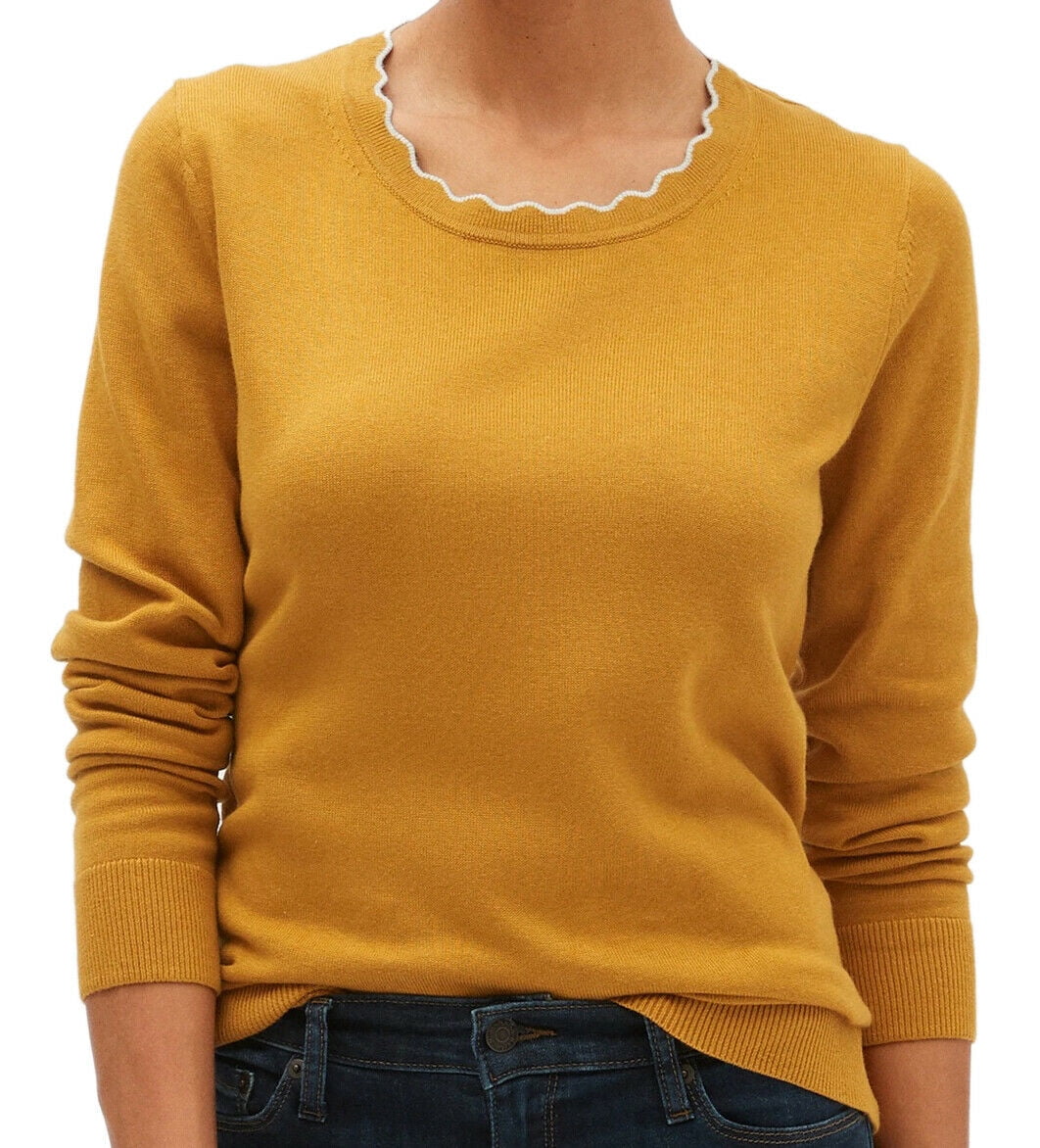 yellow crew neck sweater women's