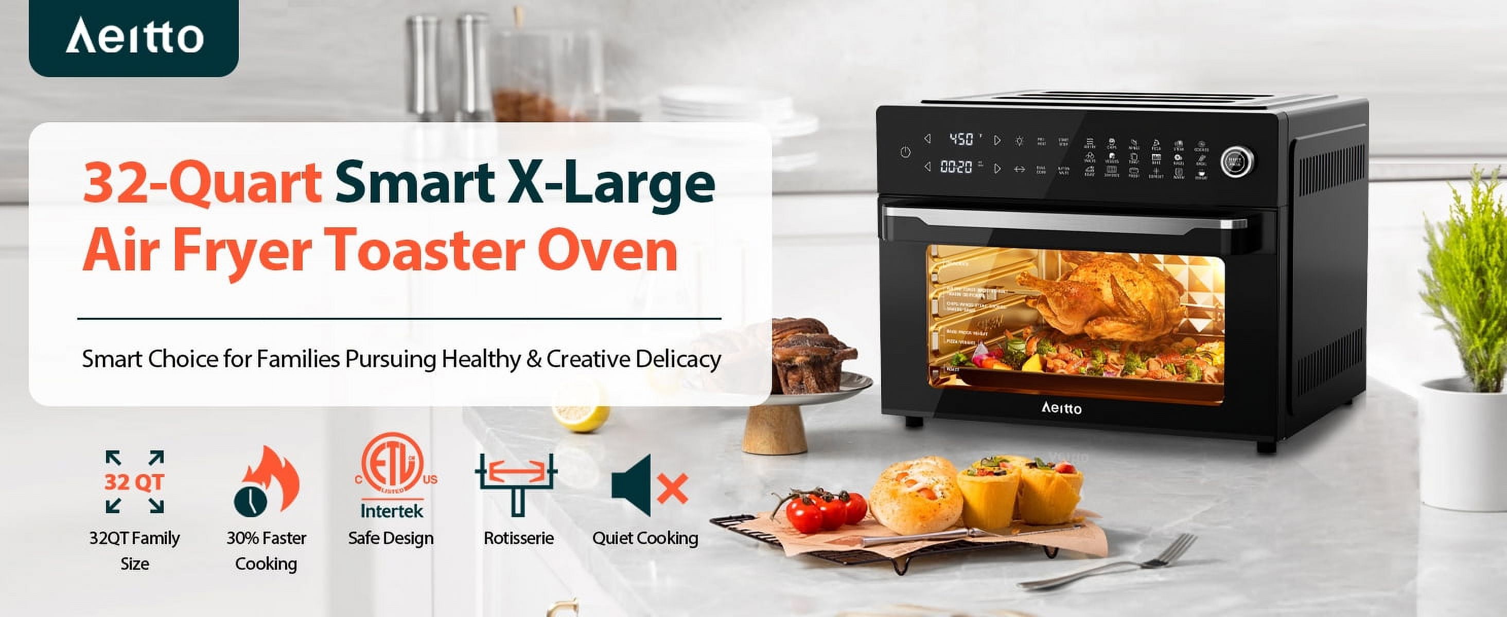 Air Fryer Oven, 32 Quart Convection Toaster Oven 9 Slice, Digital Countertop  Oven,19-in-1 Air Fryer Toaster Oven Combo with Roti - AliExpress