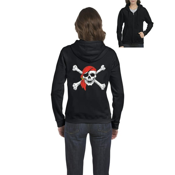 Artix - Women's Sweatshirt Full-Zip Pullover - Jolly Roger Skull & Crossbones