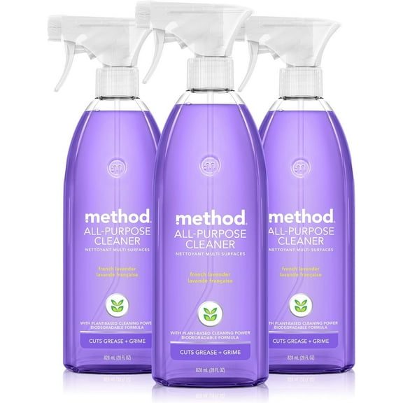 Method All-Purpose Cleaner Spray French Lavender - Plant-Based, Biodegradable - 3 Pack, 28 Oz Each