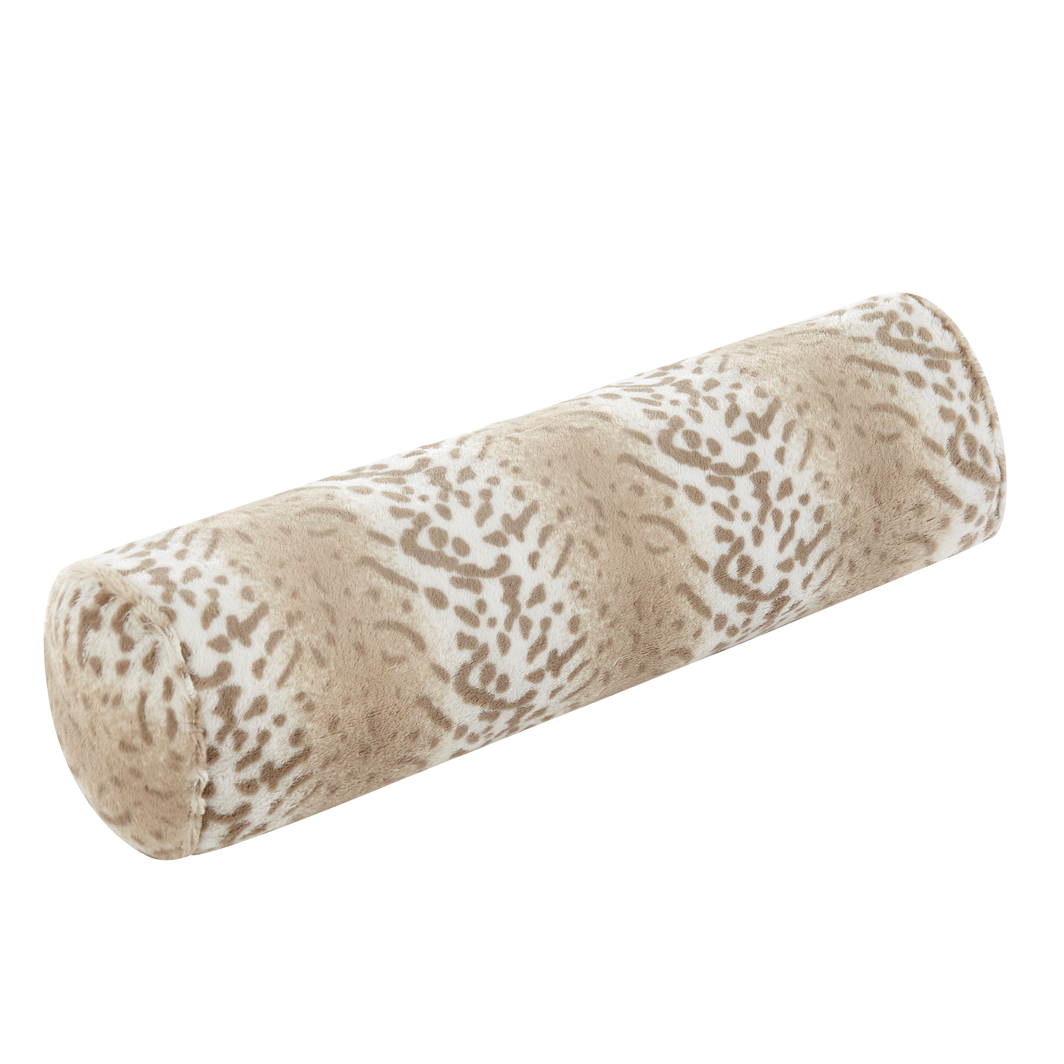 Dearfoams Bolster Lounge Pillow, Leopard, Fur, 1, 10'' x 36''