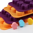 thumbnail image 3 of Halloween Ghost Silicone Candy Mold Non Stick Chocolate Tray for Holiday Dessert Making Baking Tool Kitchen Party Supplies, Purple 8x4 Inch, 3 of 4