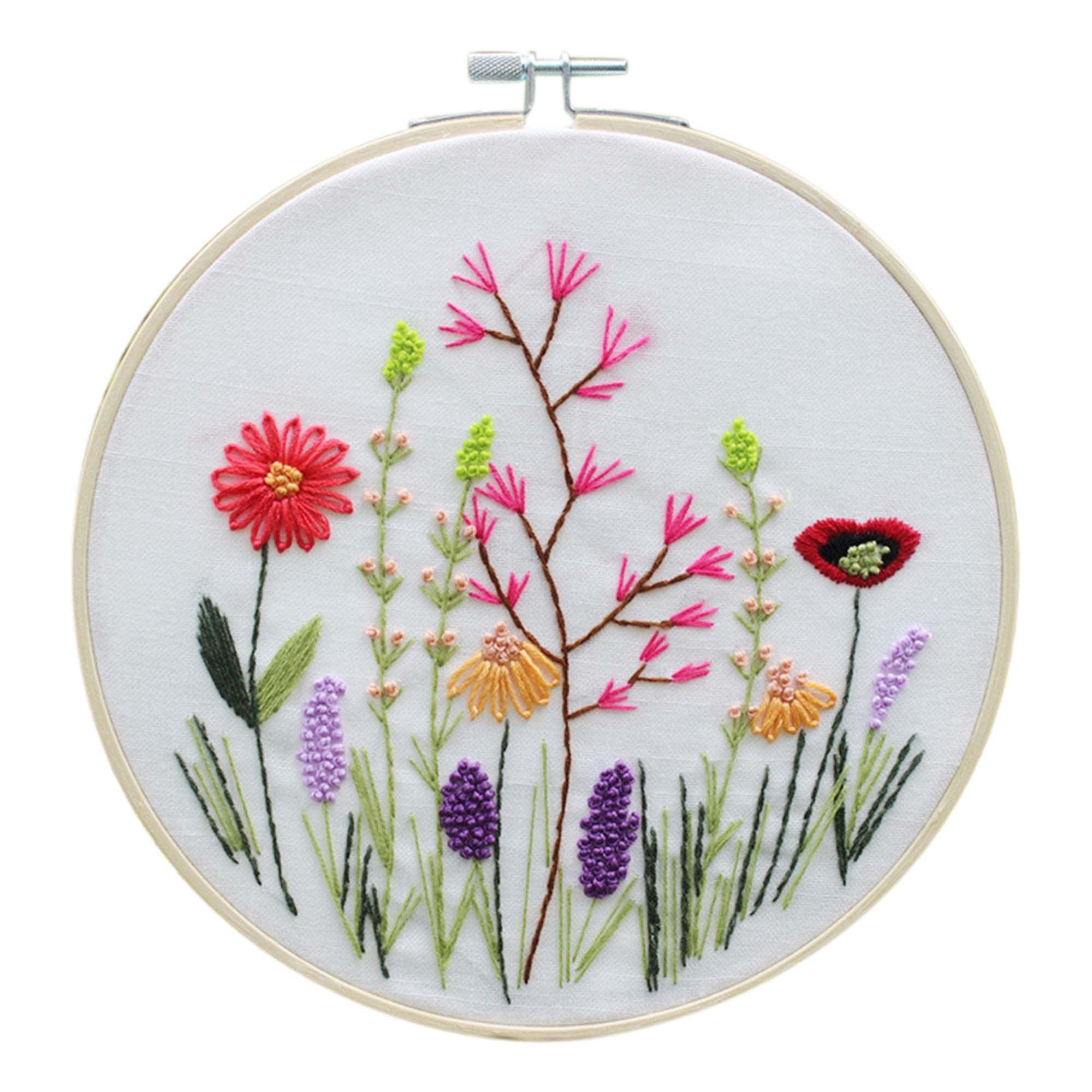 Flower Pattern Stamped Cross Stitch Kit Embroidery Package for Beginners