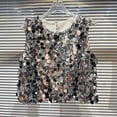 thumbnail image 4 of Ticikt Sequin Tank Top for Girls Fashion Loose Fit Summer Glitter Vest Casual Playwear,Color:Silver, 4 of 5