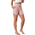 thumbnail image 4 of INSPIRE CHIC Women's Pajama Shors Elastic Waist Jersey Knit Soft Casual Contrast Hem Sleepwear Lounge Bottoms with Pockets L Pink, 4 of 6