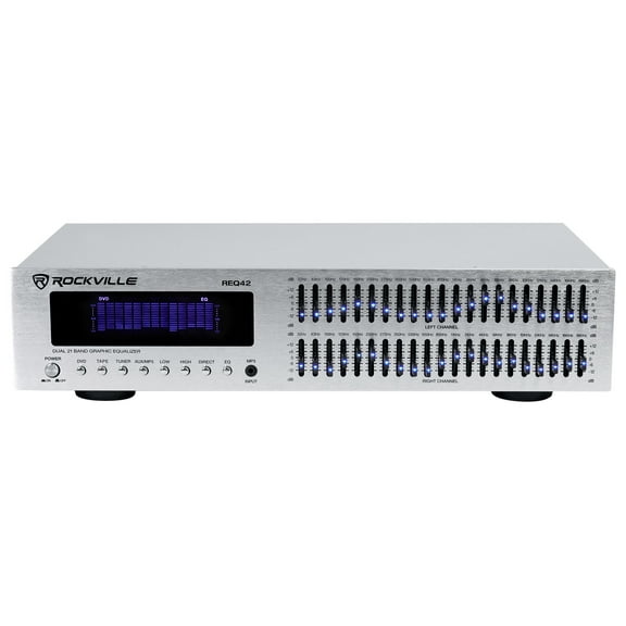 Rockville REQ42-S Silver 19" 2x21 Band Graphic Equalizer