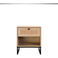 thumbnail image 5 of Mesa lateral moderna costera de abedul con cajón Top de madera natural con piernas de metal negro, 5 of 5