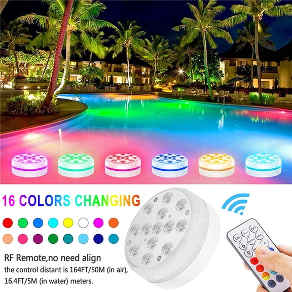 Submersible Pond Lights Remote Control 13 Led Bright Rgb Led Double