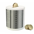 thumbnail image 3 of Prehistoric Piggy Bank, Black and White Tribal Motifs Pattern Native Geometric Borders Design, Ceramic Coin Bank Money Box for Cash Saving, 3.6" X 3.2", Black White, by Ambesonne, 3 of 4