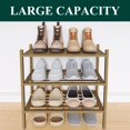 thumbnail image 5 of Smiry 3-Tier Shoe Rack , Stackable Bamboo Shoe Rack Organizer, Shoe Storage for Closet, Entryway, Bedroom and Wall, Walnut, 5 of 5