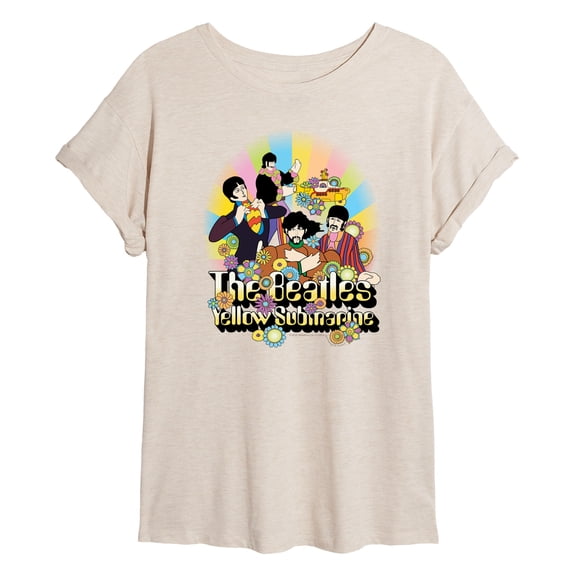 The Beatles - Submarine Flowers - Juniors Oversized Graphic T-Shirt