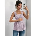 thumbnail image 5 of Women's Maternity Tank Tops Floral Babydoll Top Square Neck Smocked Peplum Blouse Shirts XL, 5 of 8