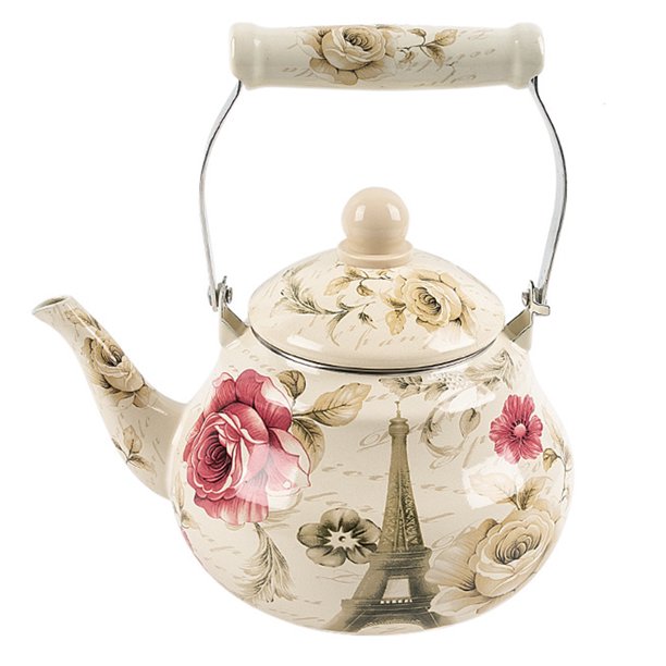 Kettle Tea Teapot Enamel Pots Floral Stovetop Spout Whistling Handle Hot Water Pot Stove Boiling
