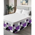 thumbnail image 4 of Abstract Art Bed Skirt King Size 16" Drop Patchwork Purple Black and Grey Ruffled Wrap Around Bed Skirts Adjustable Elastic Bedskirt Dust Ruffle for King Size Bed, 4 of 7