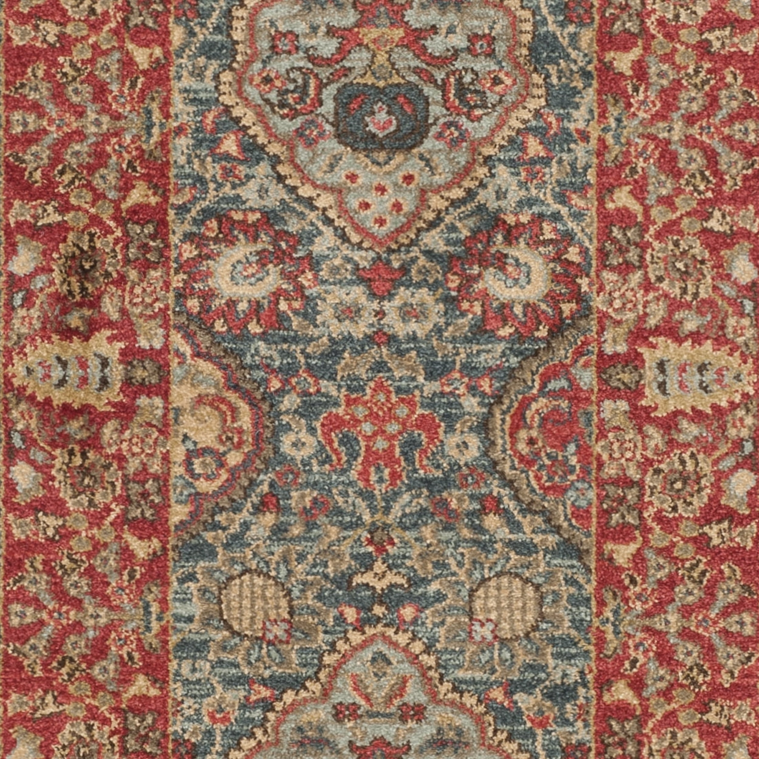 SAFAVIEH Mahal Napier Oriental Runner Rug, Navy/Red, 2'2" x 18'