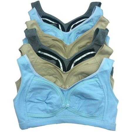 6 pcs 4-Hooks Breastfeeding Maternity Cotton Nursing Bras 34B 36b 38b 40B (38B)