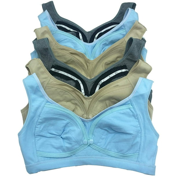 Iheyi 6 pcs 4Hooks Breastfeeding Maternity Cotton Nursing Bras 34B 36b 38b 40B (40B