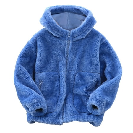 

Fsqjgq Kids Coat Winter Toddler Kids Boys Girls Long Sleeve Winter Solid Colour Zippered Hoodie Coat Jacket Thicken Warm Outwear 4T Warm Jacket Boys Blue 160