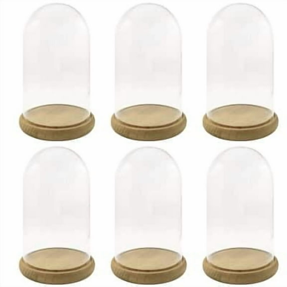 9.5" Glass Cloche with Wood Base by Ashland – Elegant Display Dome for Plants - Figurines & Home Decor - 6 Pack