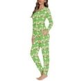 thumbnail image 3 of Renewold Family Christmas Pajamas Matching Sets HO HO HO Wreaths Long Sleeve Tee PJs Pants 2 Pieces Comfy Green Nightwear Sleepwear for Women Size S, 3 of 5