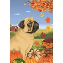 Best of Breed TP670221 Pug Fawn Autumn Leaves Garden Flag