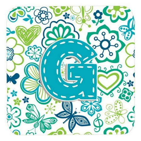 

Carolines Treasures CJ2006-GFC Letter G Flowers And Butterflies Teal Blue Foam Coasters- Set Of 4