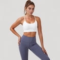 thumbnail image 2 of Women's Scoop Neck Sports Bra with Thin Straps Smooth Stretch Fabric Removable Pads Low Impact Support - Medium, White, 2 of 7