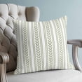 thumbnail image 4 of Pillow Covers 24x24 Set of 2, Sage Green Botanical Throw Pillow Covers Decorative Couch Cushion Cover, Modern Farmhouse Striped Microfiber Soft Square Pillowcases for Bedroom Living Room Sofa, 4 of 9