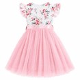 thumbnail image 2 of Lanbubble Girls Floral Tulle Dress Flutter Sleeve Tutu Princess Party Dress 3-7 Years, 2 of 9