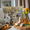 thumbnail image 5 of TanSiDing 1pcs Easter Bunny Embroidery Style Pillowcase Floral Print Decorative Throw Pillow Cover Soft Polyester Home Decor Couch Bedroom Accent 45*45cm, 5 of 6